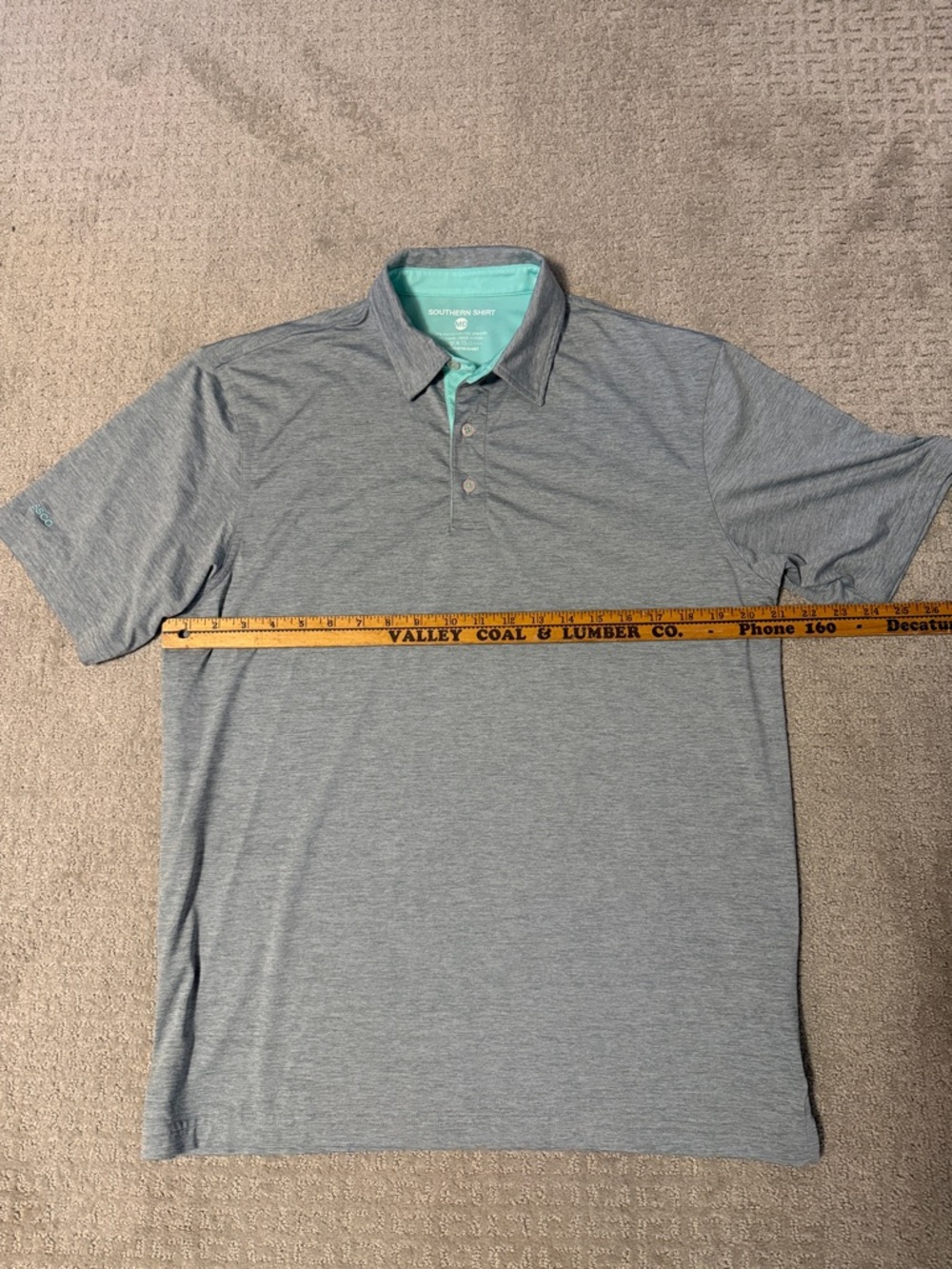 The Southern Shirt Company Heather Gray Polo with Mint Collar